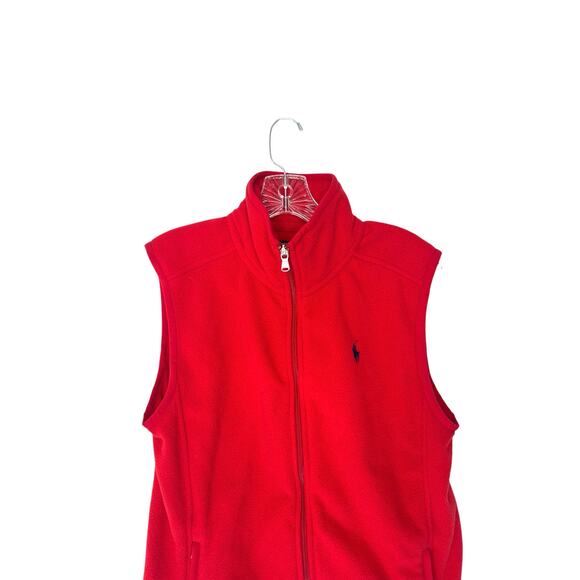 Ralph Lauren Polo Golf Fleece Vest Men's Red Sleeveless Outdoor Full Zip Medium - Picture 4 of 10